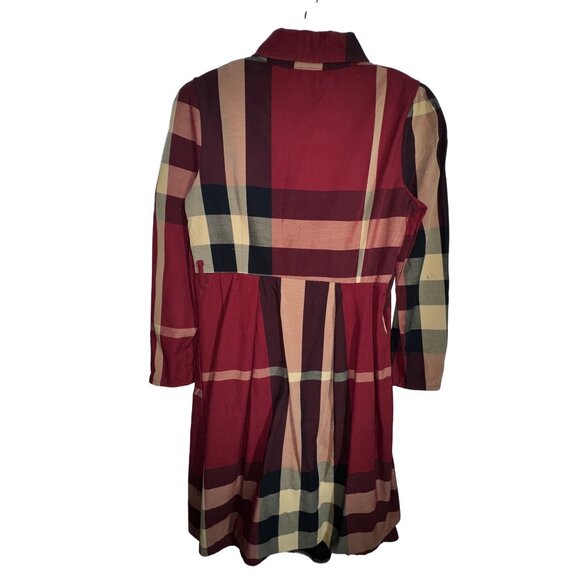 Checked Plaid Long-Sleeve Button-Up Dress‎ Collar Childrens Size Large Preppy - Picture 3 of 5